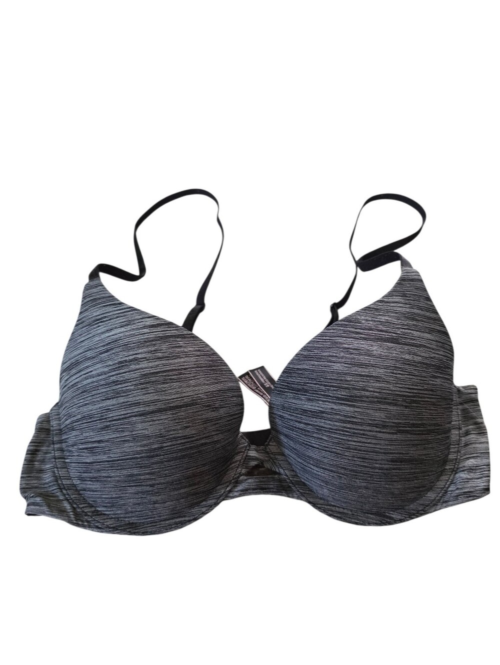 Victoria's Secret Gray Stripes Perfect Shape Underwire Padded Size 34C